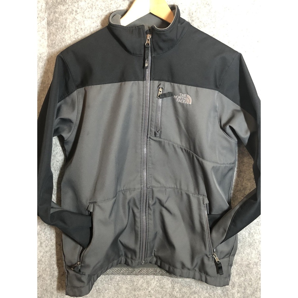 The North Face Jacket Boys XL 18-20 Gray Softshell Fleece Full Zip Apex Bionic